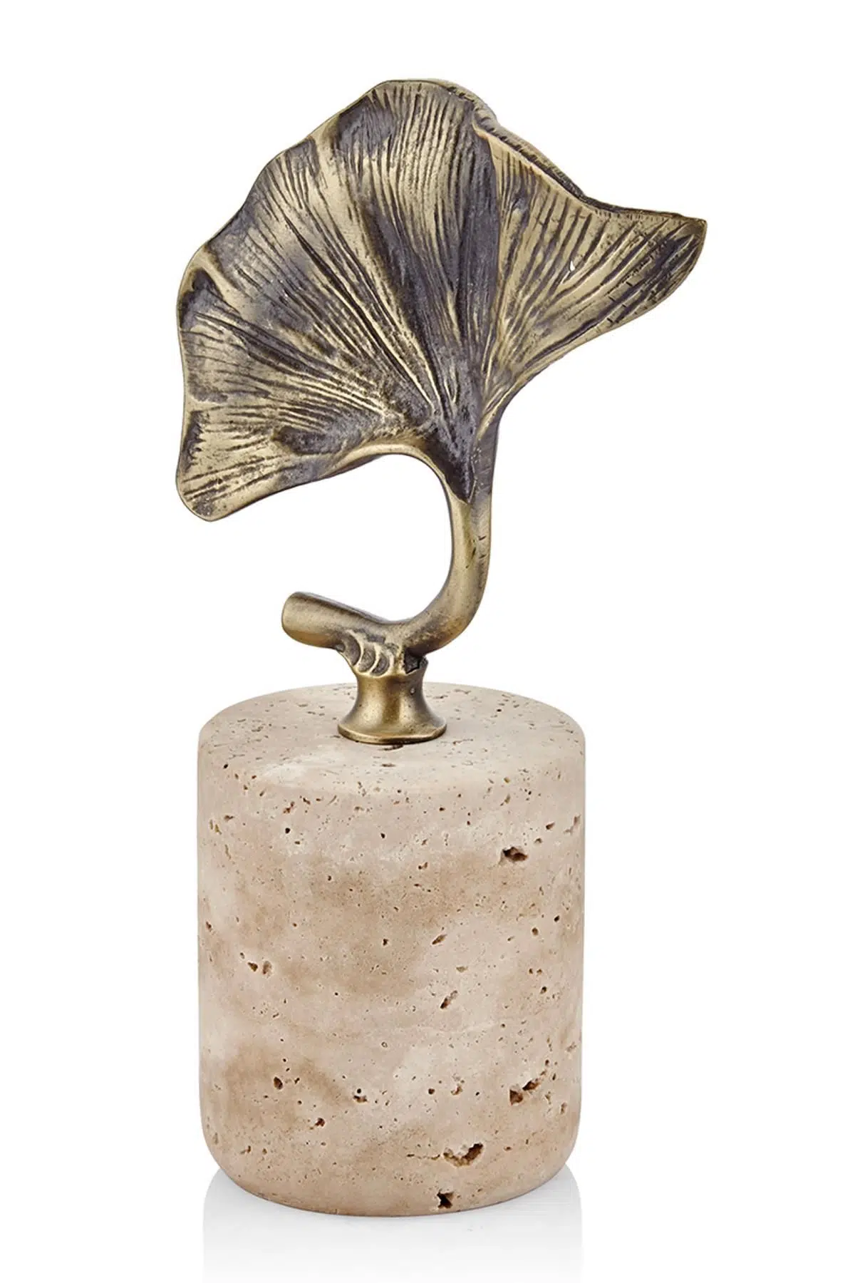 Evza Mermer Kaideli Dekoratif Ginkgo Bronz Traverten 15*8*24,5 Cm
