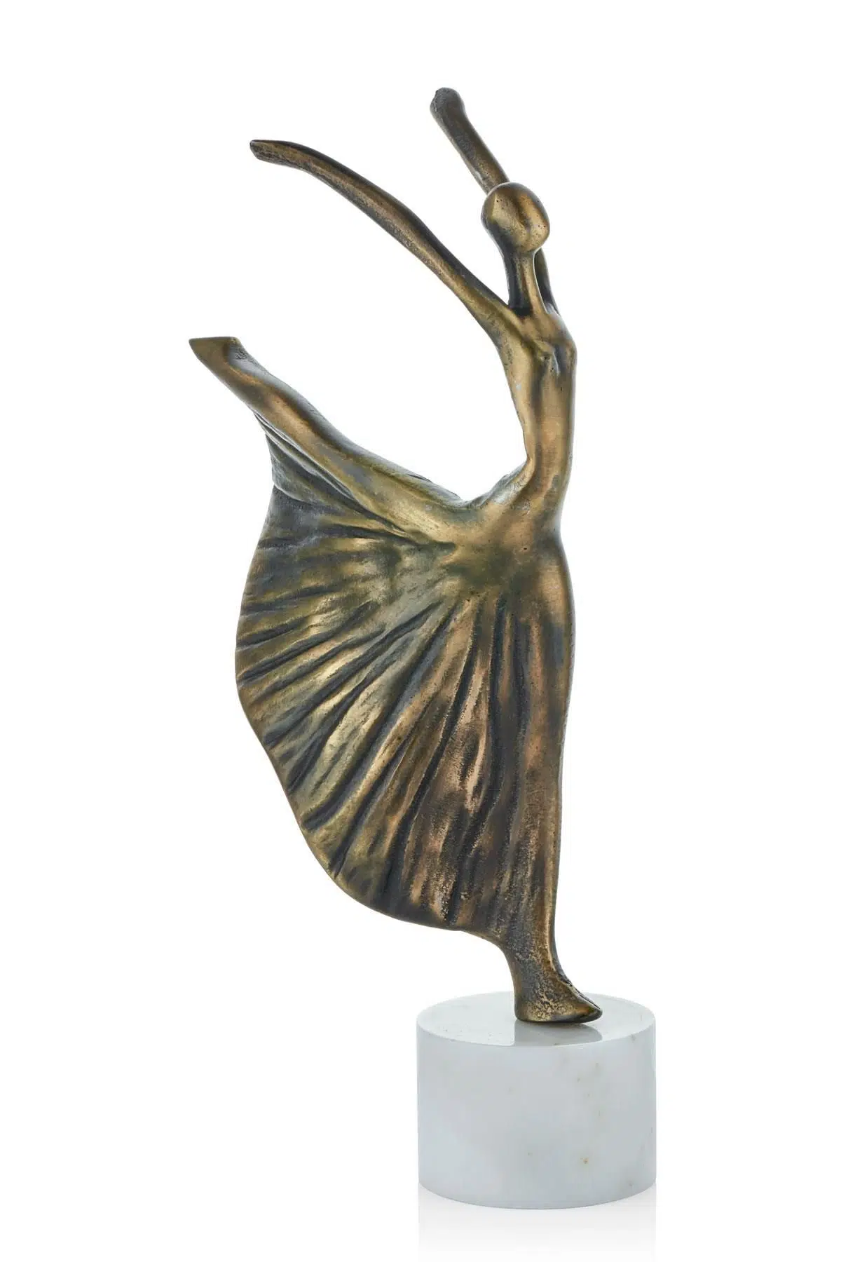 Evza Mermer Silindir Kaide Üzerinde Balerin Bronz