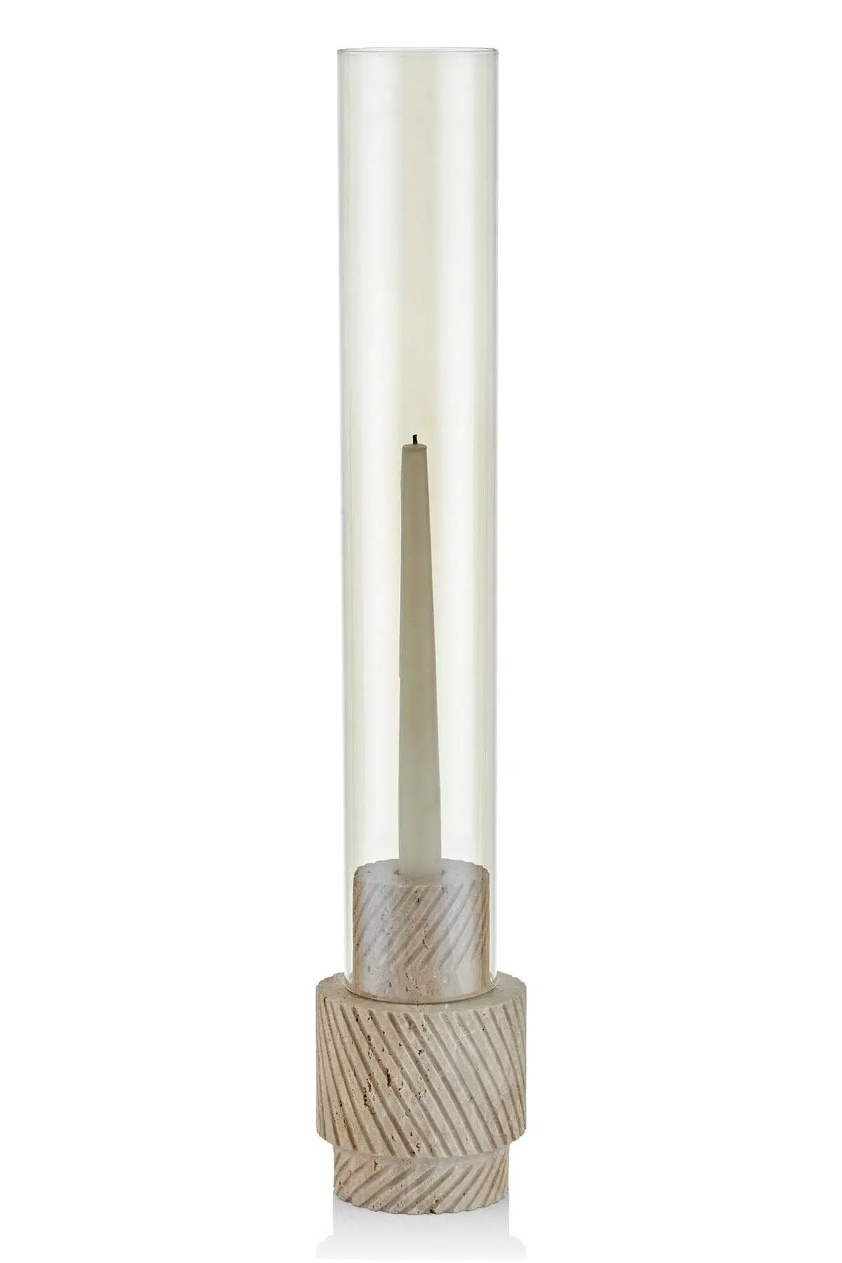 Evza Mermer Şamdan Striped A Traverten 12*12*60 Cm
