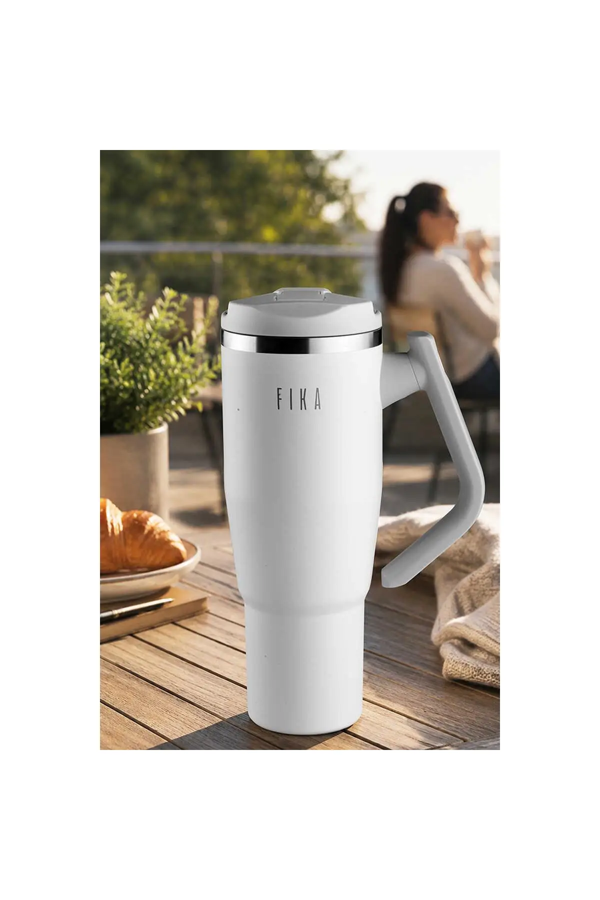 Fika Lumi Döner Kulplu Termos 1200ML Beyaz