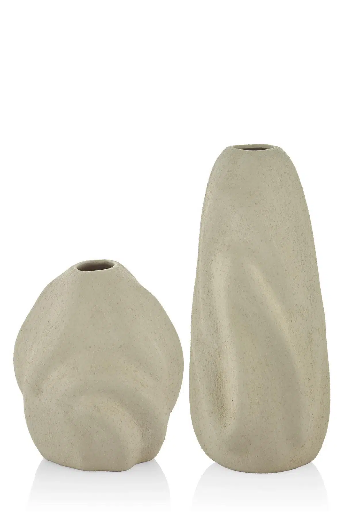 Setabianca Positano 2li Vazo Seti Krem 11*11*26 - 13*13*16 Cm